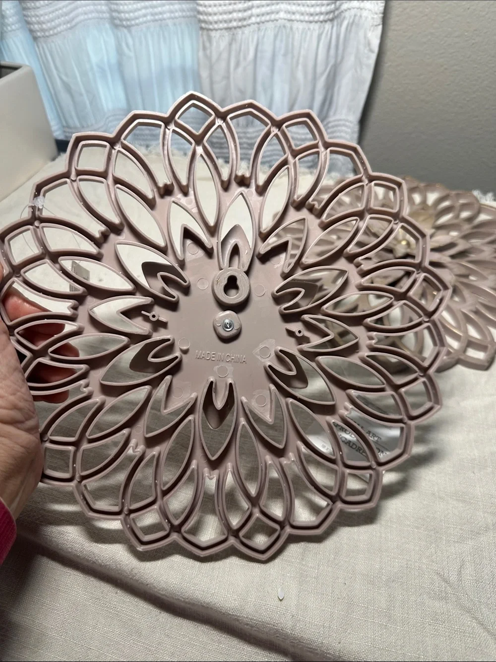 Decorative Floral Wall Plaques in Taupe and Gold – Set of 2 NWT